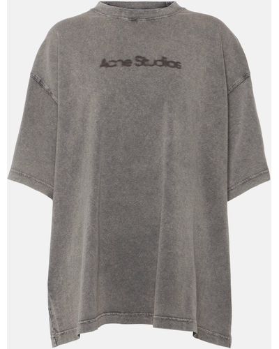 Acne Studios Logo Cotton Jersey T-shirt - Grey