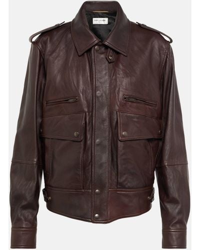 Saint Laurent Leather Jacket - Brown