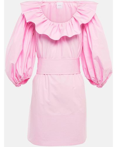 Patou Puff-sleeve Cotton Minidress - Pink