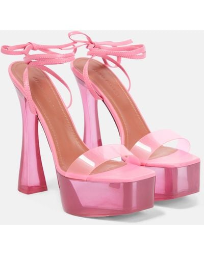 AMINA MUADDI Sita Leather And Pvc Platform Sandals - Pink