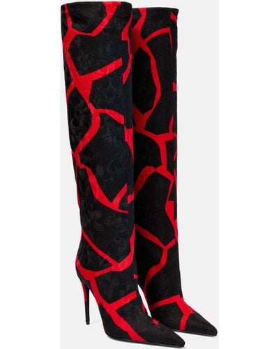 Dolce & Gabbana Abstract-print Knee-length Boots - Red
