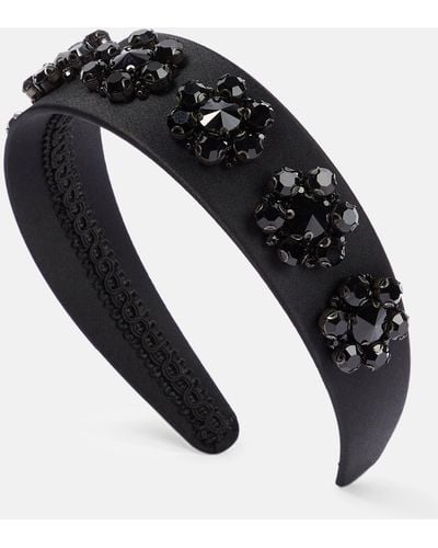 Erdem Crystal-embellished Satin Headband - Black