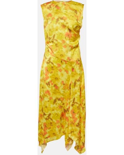 Acne Studios Floral Midi Dress - Yellow
