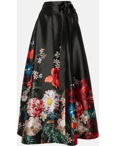 Camilla Floral A-line Maxi Skirt - Red