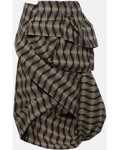 Dries Van Noten Sispy Printed Cotton Wrap Skirt - Grey