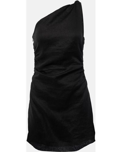Faithfull The Brand Marga Gathered Linen Minidress - Black