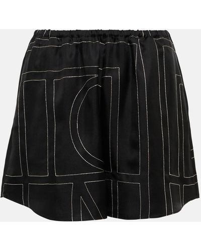 Totême Logo Silk Shorts - Black