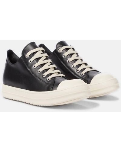 Rick Owens Toe-cap Leather Low-top Sneakers - Black