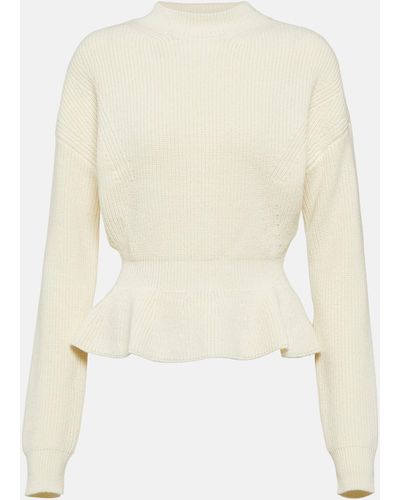 Chloé Peplum Wool Sweater - White