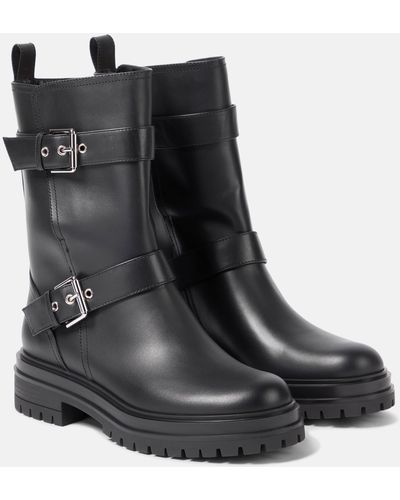 Gianvito Rossi Leather Biker Boots 20 - Black