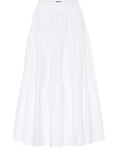 STAUD Sea Cotton Poplin Midi Skirt - White