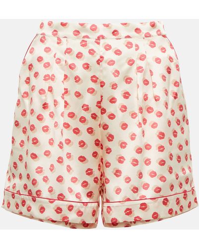 Eres Capitaine Printed Silk Satin Shorts - Red