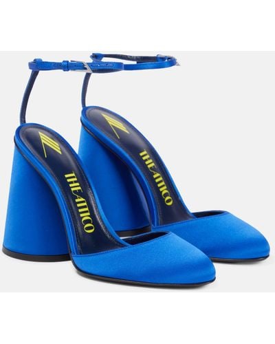 The Attico Luz Satin Slingback Pumps - Blue