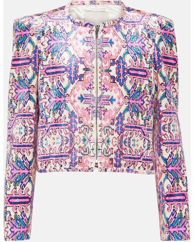 Isabel Marant Valian Printed Cropped Jacket - Purple