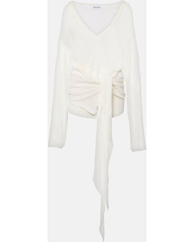 The Attico Cotton Crochet Wrap Dress - White