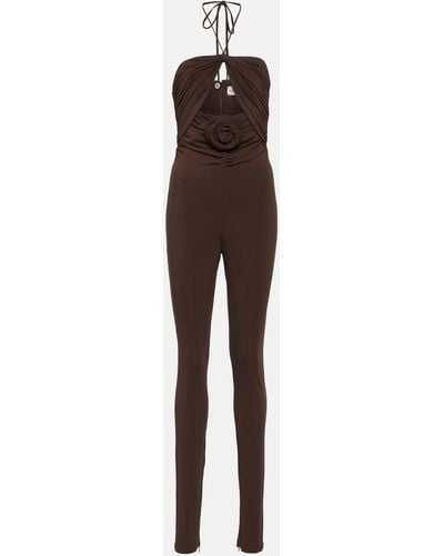Magda Butrym Floral-applique Cutout Jersey Jumpsuit - Brown
