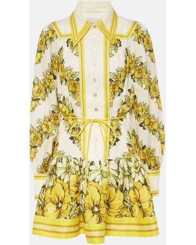ALÉMAIS Gisela Floral Linen Shirt Dress - Yellow