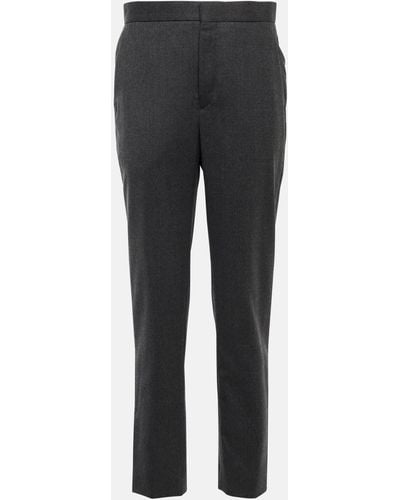 Wardrobe NYC Straight Wool Flannel Pants - Grey