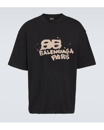 Balenciaga Hand Drawn Logo-print T-shirt - Black