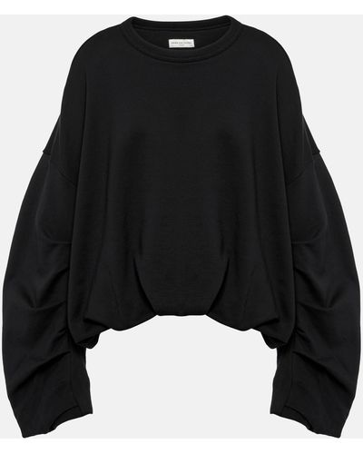 Dries Van Noten Oversized Cotton Jersey Sweatshirt - Black