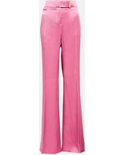 Tom Ford High-rise Wide-leg Satin Pants - Pink