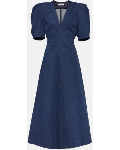 Gabriela Hearst Luz Puff-sleeve Denim Midi Dress - Blue