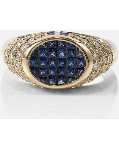 Rainbow K Lady 14kt White Gold Ring With Sapphires And Diamonds - Blue