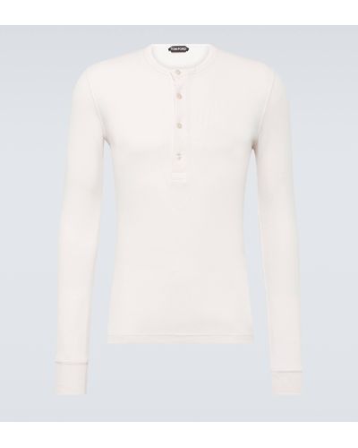 Tom Ford Jersey Henley Shirt - White