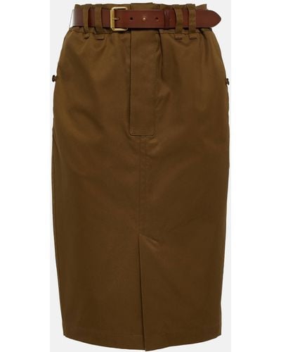 Saint Laurent Cotton Twill Pencil Skirt - Green