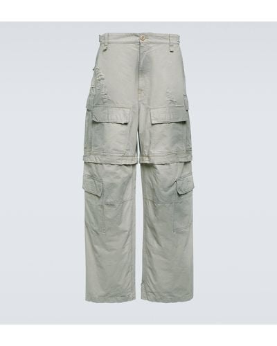 Balenciaga Convertible Distressed Cotton Cargo Pants - Natural