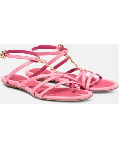 Jacquemus Les Sandales Pralu Plates Leather Sandals - Pink