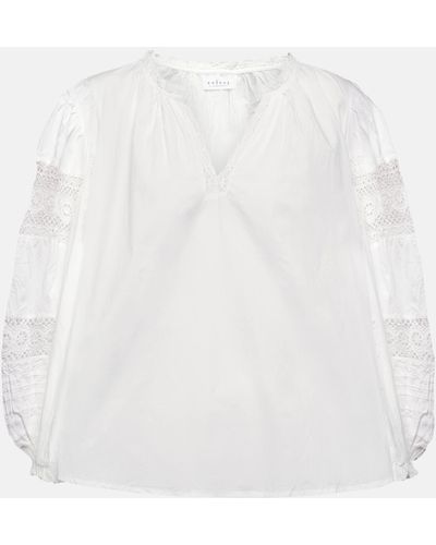 Velvet Taylor Embroidered Cotton Blouse - White