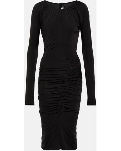 Victoria Beckham Ruched Wrap Jersey Minidress - Black