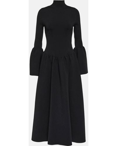 Chloé Bell-sleeve Wool-blend Maxi Dress - Black