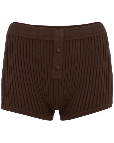 Live The Process Ribbed-knit Shorts - Brown
