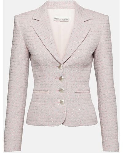 Alessandra Rich Sequined Single-breasted Tweed Blazer - Pink