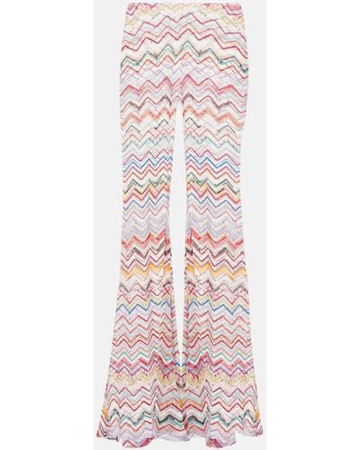 Missoni Zig Zag Low-rise Lame Flared Pants - Pink