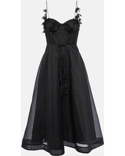 Zimmermann Natura Linen And Silk Corset Dress - Black