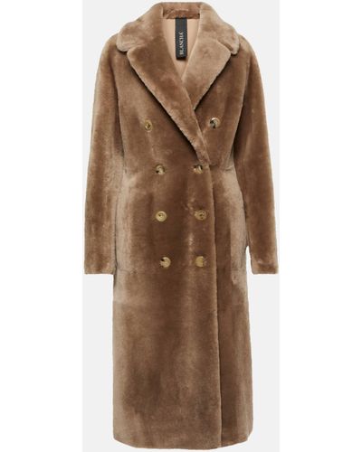 Blancha Double-breasted Shearling Coat - Brown