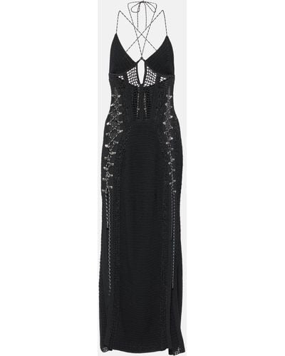 Dion Lee Lace-up Crochet Maxi Dress - Black