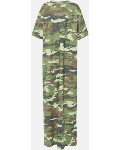 Acne Studios Edrass Camouflage Cotton Maxi Dress - Green