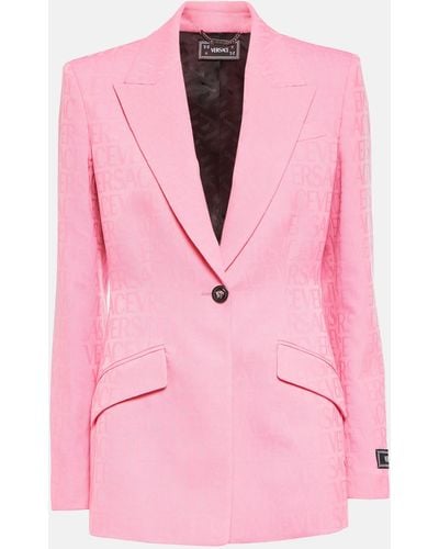 Versace Allover Virgin Wool Blazer - Pink