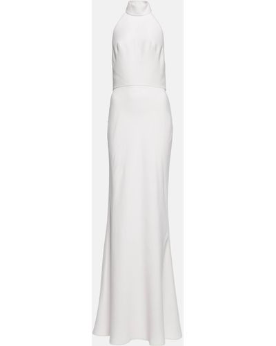 Alexander McQueen Light Ivory Long Dress With Halterneck - White
