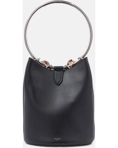 Alaïa Ring Medium Leather Bucket Bag - Black