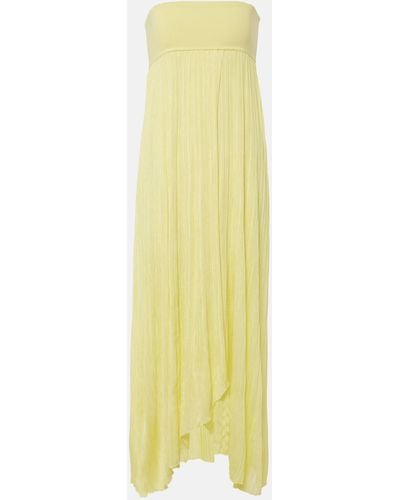 Alaïa Pleated Bustier Dress - Yellow