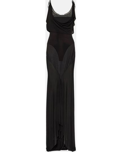 The Attico Semi-sheer Jersey Gown - Black