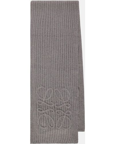 Loewe Anagram Open-knit Mohair-blend Scarf - Grey