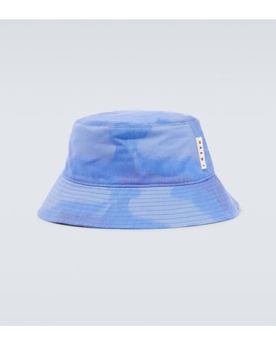 Marni Tie-dye Canvas Bucket Hat - Blue