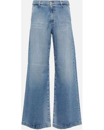 AG Jeans Stella Low-rise Wide-leg Jeans - Blue