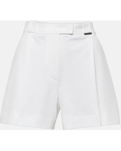 Brunello Cucinelli Pleated Cotton Shorts - White